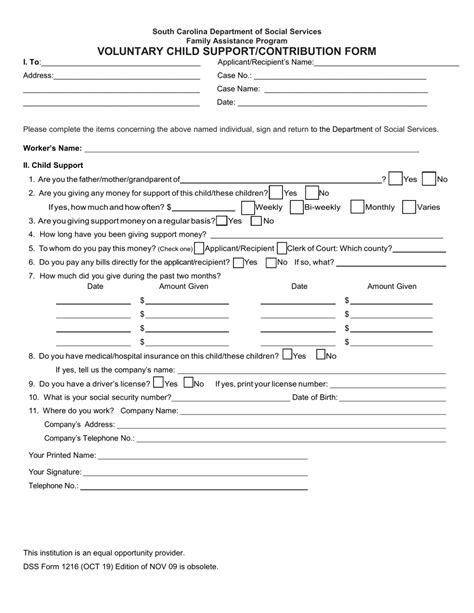 Dss Form 1216 Download Fillable Pdf Or Fill Online Voluntary Child