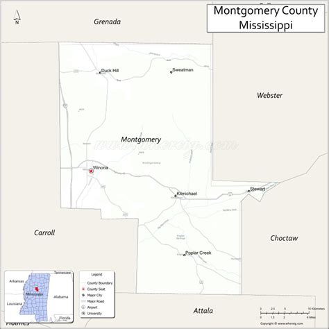 Montgomery County Map Mississippi Where Is Located Cities