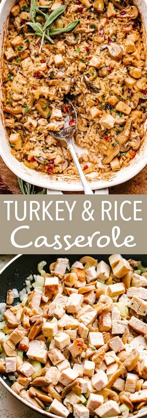 Leftover Turkey Casserole Prepared With A Wild Rice Blend Mushrooms