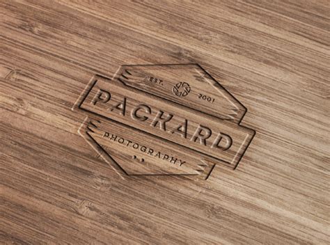Wood Engraved Logo Mockup with Photoshop