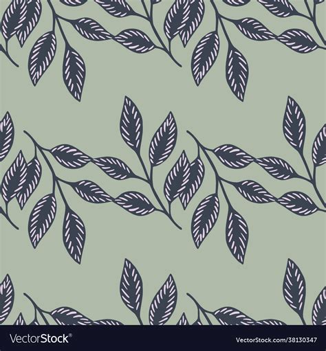 Foliage Print Seamless Pattern With Navy Blue Vector Image