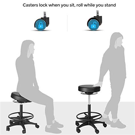 Review For SONGMICS Office Stool Chair Rolling Standing Stool Ergonomic Wobble Stool With