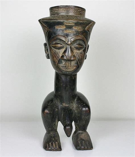 African Male Sculpture Kuba Royal Fertility Cup Congo 115 H X 5 W Culturesinternational 1