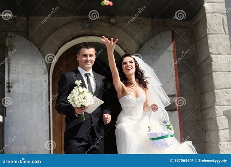 Bride And Groom In The Church Stock Image Image Of Girl Elegant