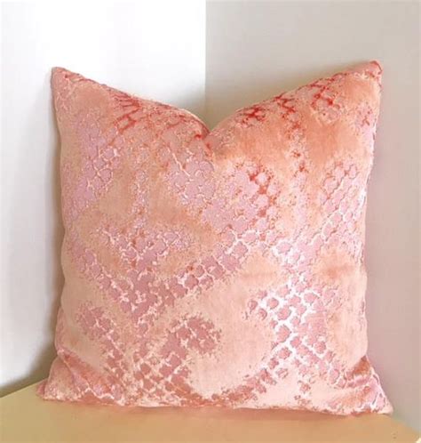 Salmon Pink Velvet Pillow Cover Pink Pillow Velvet Pillow Etsy Pink