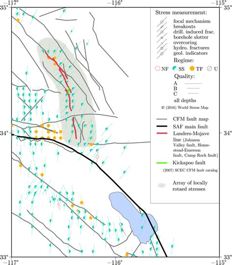 Stress Map Of The Eastern California Shear Zone From World Stress Map