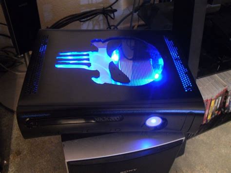 Custom Modded Xbox 360 With The Following Custom Blue Ring Of Light Gamers Pinterest