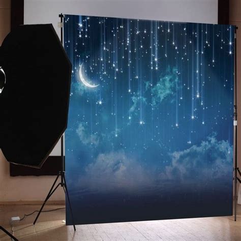 10x10ft Blue Sky Moon Glitter Star Night Custom Photo Studio Background
