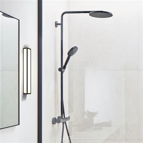 Hansgrohe Raindance Select S Showerpipe 240 1jet With Powderrain Matt Black Bathrooms Direct
