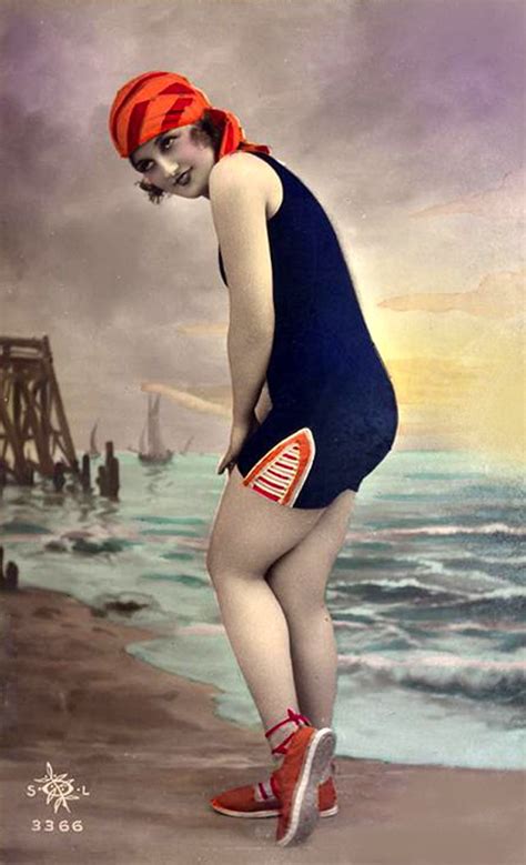 Flapper Fashion 49 Incredible Colorized Postcards Of Cool Girls In Swimsuits During The 1920s