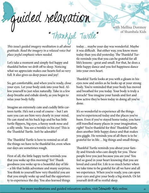 Guided Relaxation Script The Thankful Turtle Relaxation Scripts