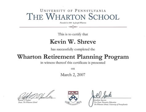 Go for a stroll along the greenbelt, travel at the drop of a hat, dote on your pet or. About Us : Kevin's Wharton Experience : Financial Designs ...