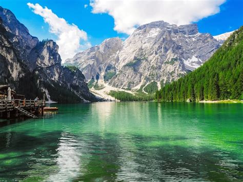 Premium Photo Amazing View Of Lake Braies In Dolomiti Mountains Italy