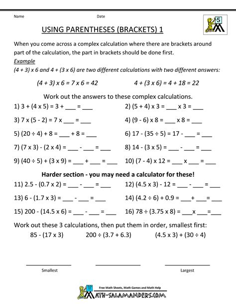 Welcome to the math salamanders 5th grade measurement worksheets. Math Worksheets 5th Grade Complex Calculations