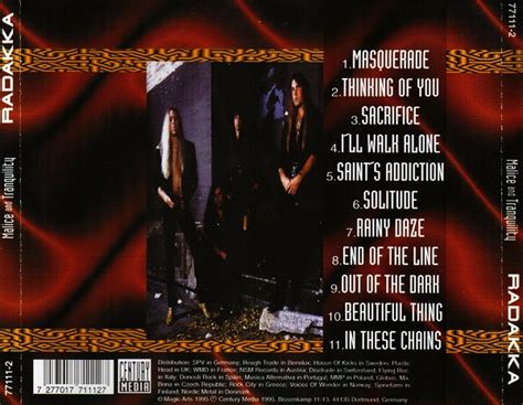 Old School Metal Music Radakka Malice And Tranquility 1996