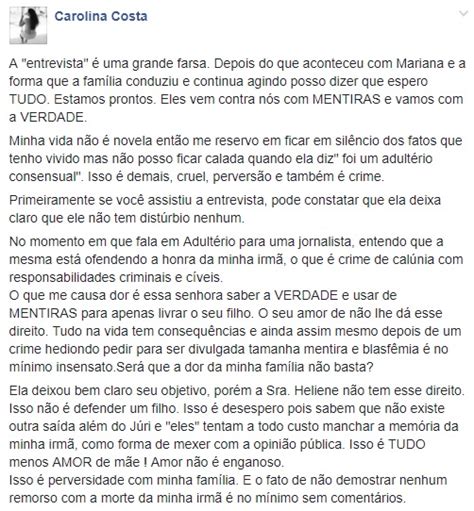 Irmã De Mariana Costa Fala Após Entrevista Da Mãe De Lucas Porto