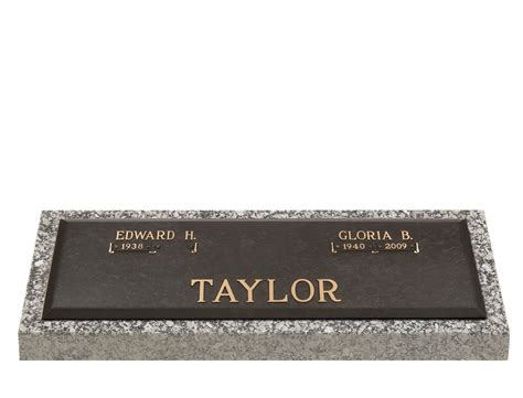 Painted Bevel Border Companion Bronze Grave Marker