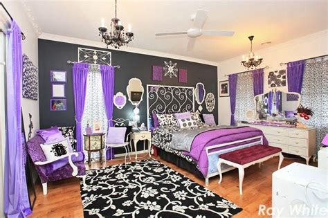 Paint the walls a shade of purple that suits your taste. black and purple bedroom | Cute bedroom ideas, Girls ...