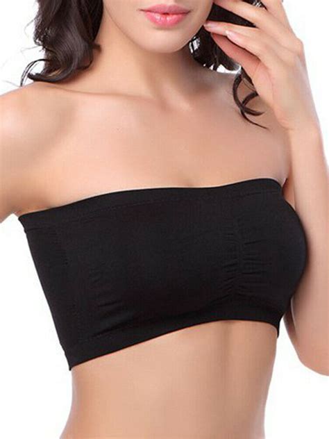 Womens Basic Stretch Strapless Seamless Tube Bra Top Bandeau Underwear Free Size The Style Of