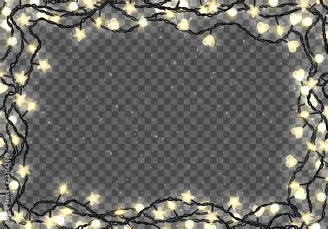 Border Template With Realistic Color Garlands Glowing Christmas Lights