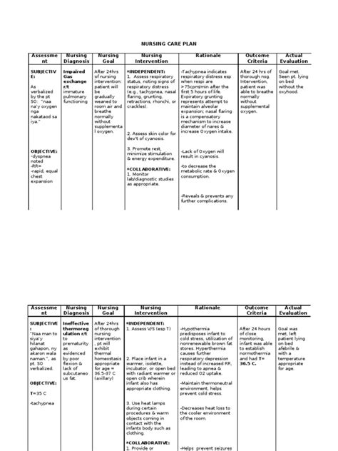 Nursing Care Plan For A Premature Infant Pdf Hypothermia