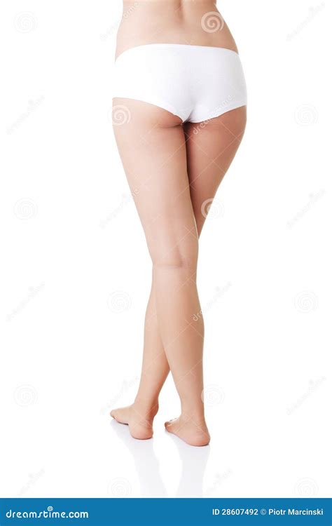 Dimagrisca Il Corpo Della Donna Abbronzata In Mutandine Bianche Fotografia Stock Immagine Di