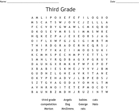 Third Grade Word Search | Third grade spelling words, Third grade, Coloring pages for kids