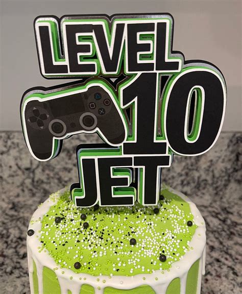 Gamer Birthday Cake Topper Video Game Cake Topper Level Etsy