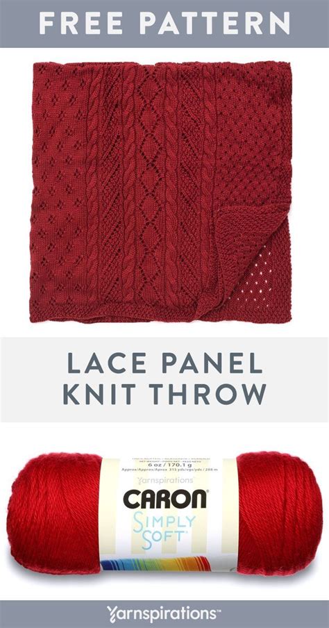 The Knitting Pattern For Lace Panel Knit Throw Is Shown In Red With