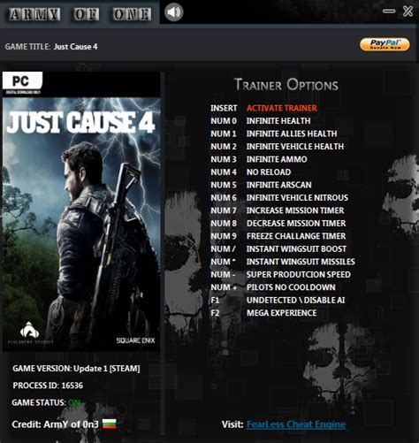 72,250 wemod members play this game. Just Cause 4 +16 Trainer - FearLess Cheat Engine