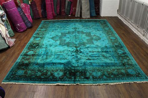 9x12 Teal Overdyed Rug Overdyed Rugs Rugs Unique Rugs