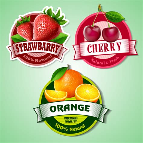 Download Fresh fruits labels shiny vector Free vector in Adobe Illustrator ai ( .ai ) vector illustration ...