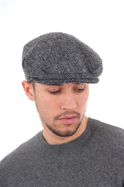 Mens Harris Tweed Wool Herringbone Design Country Flat Cap Hat | eBay