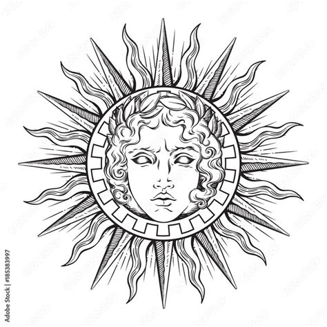 Greek And Roman God Apollo Hand Drawn Antique Style Logo Or Print Design Art Vector