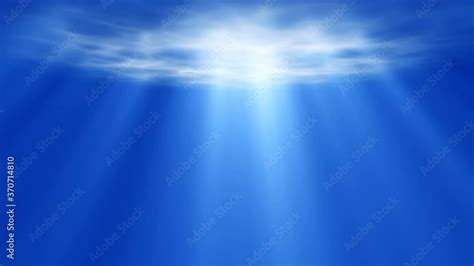 Underwater View With Ocean Waves Flowing In The Clear Blue Water