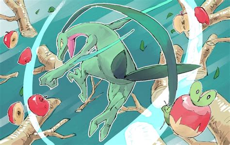 Grovyle And Applin Pokemon Drawn By Mukiguri Danbooru