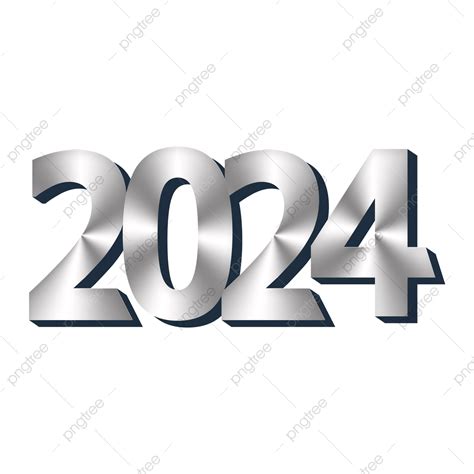 2024 Clipart Png Images 2024 Metal Gradient Creative Label Font Two