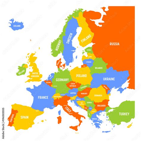 Fototapeta Mapa Europy Z Nazwami Suwerennych Państw Ministrów I Kosowa