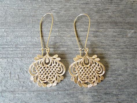 Items Similar To Gold Filigree Earrings Chandelier Bohemian Earrings