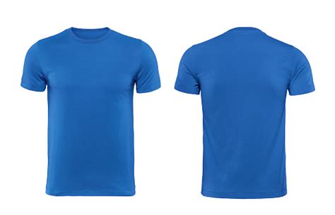 Blue Tshirts Front And Back Used As Design Template Stock Photo