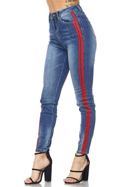 Red Side Striped Jeans Striped Jeans Side Stripe Jeans