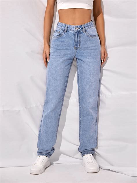 High Waist Slant Pocket Mom Jeans Shein Usa