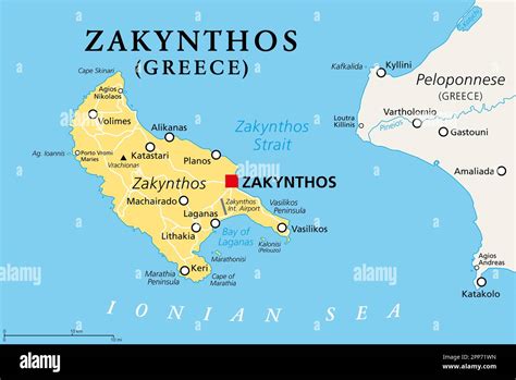 Zakynthos Greek Island Political Map Also Known As Zakinthos Or