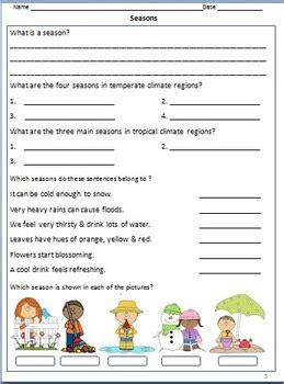 This is only a suggested teaching order for the course. Weather - Worksheets, Activities & Bookmarks for Grade 3 ...