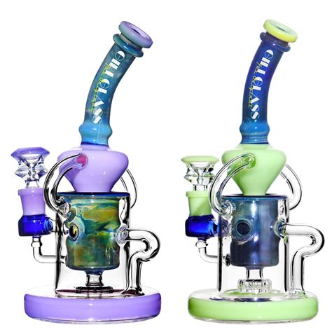 Gili Glass 9 Recycler Bong Smoking Water Pipe Oil Dab Rig Percolator