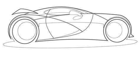 1300x937 simple drawing of a modern sports car. Fully rendered car with line drawing - TrashedGraphics