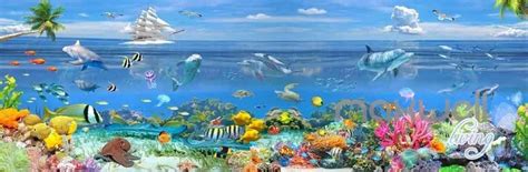 3d Ocean Underwater Colorful Fish Entire Room Wallpaper