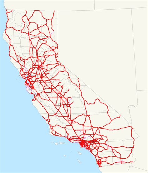 California Road Map Highways And Major Routes Map Of California