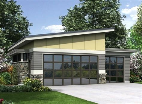 Slanted Roof Garage Single Pitch Roof House Plans Plan Am Contemporary