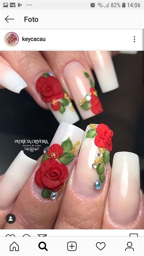 Red Roses Red Acrylic Nails Mexican Nails Rose Nails